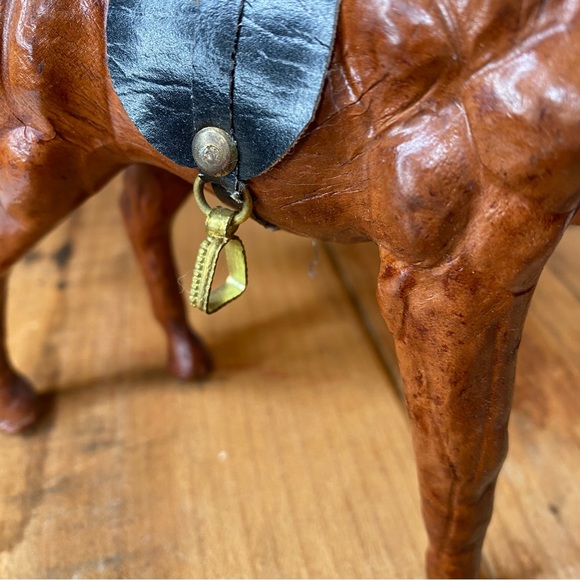 Vintage Leather Wrapped Horse Figurine Statue - Picture 8 of 11